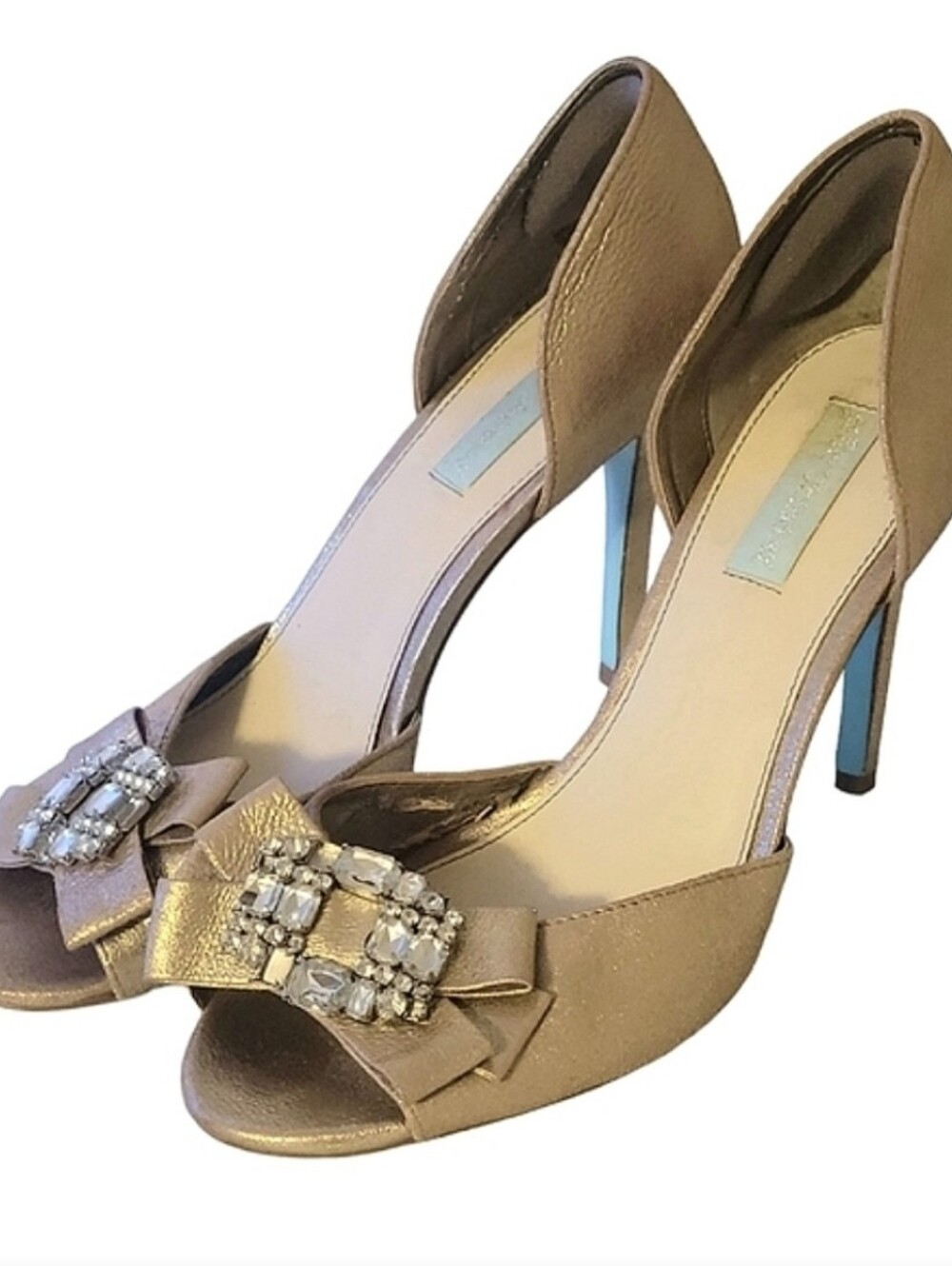 Betsey Johnson Glam Metallic D'Orsay Peep-Toe Pumps Sz 10